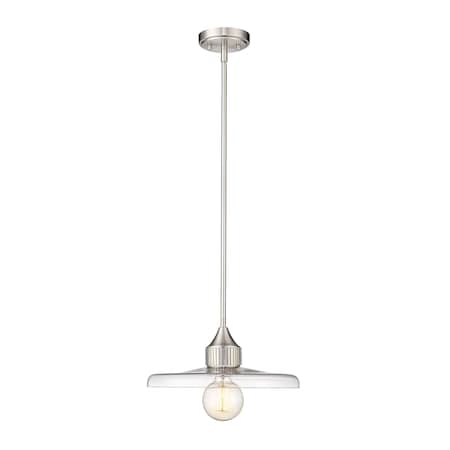 Z-Lite Paloma Pendant, 1-Light, 14 In.W x 6.25 In.H, Brushed Nickel/Clear 821P14-BN
